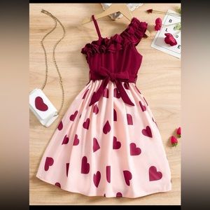 One Shoulder Ruffle Heart Dress